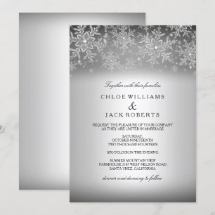 Kristallschneeflocke Silver Winter Hochzeit Einlad Einladung