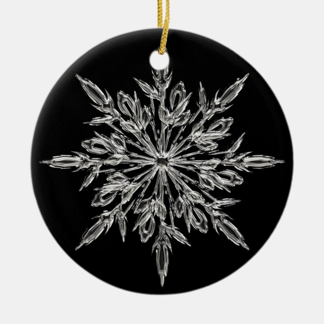 Kristallschneeflocke-Weihnachtsverzierung Keramikornament (Vorne)