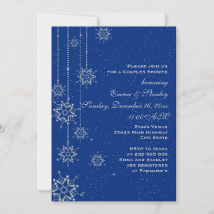 Kristallschneeflocken Blau Hochzeitspaare duschen Einladung