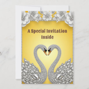 Kristallschwan-Paar Romantisches Gold-Layout Save The Date