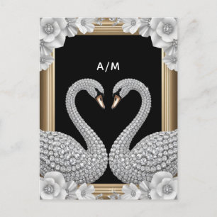 Kristallschwan-Paar Symbol der ewigen Liebe Postkarte