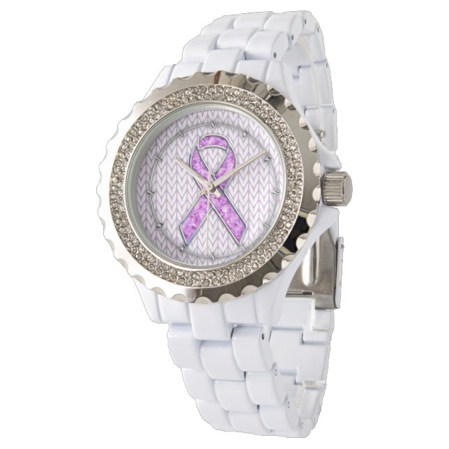 Kristallstil Rosa-Band-Strick Armbanduhr (Schrägansicht)