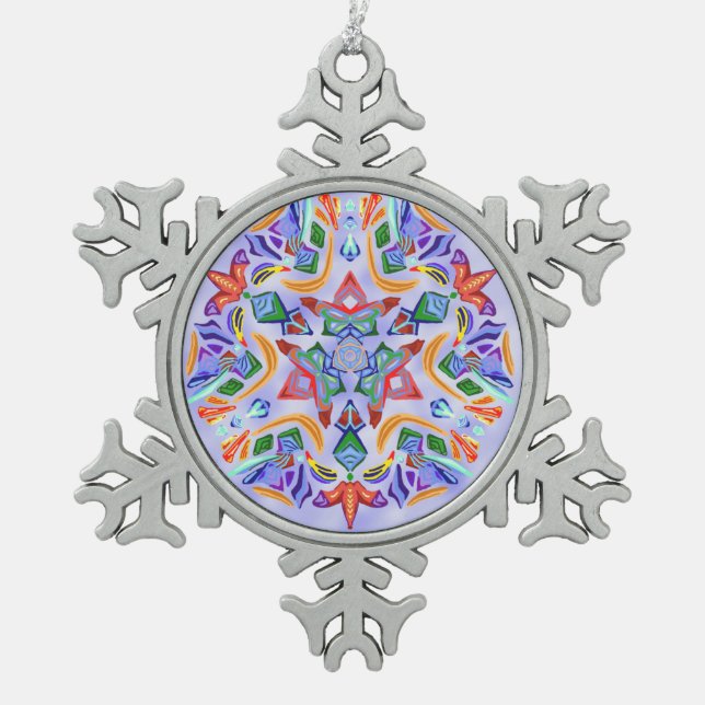 Kristallsymmetrie (Schneeflocke-Verzierung) Schneeflocken Zinn-Ornament (Vorderseite)