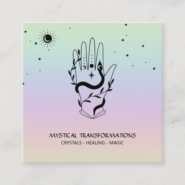 *~* Kristallwaren Hand-   SchlangeMoon Magic Boho  Quadratische Visitenkarte (Vorderseite)