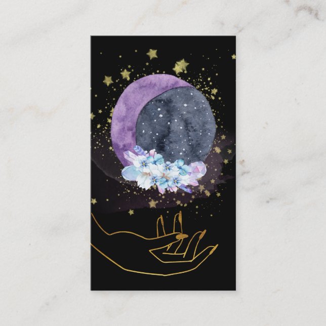 *~* Kristallwaren Moon Sky Kosmos Stars Hand Visitenkarte (Vorderseite)