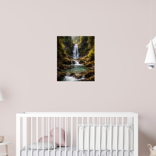 Kristallwasserfall im Bergtal Poster (Kinderzimmer 2)