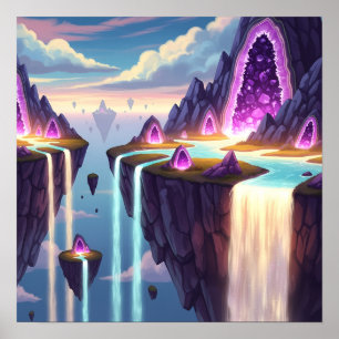 Kristallwasserfälle des Lichts in schwimmenden Tra Poster