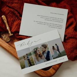KRISTEN Minimalistisch 3 Foto Wedding Dankeskarte