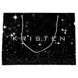 Kristen Schwarz-weiß White Glitzer Gefallen Gift S Große Geschenktüte