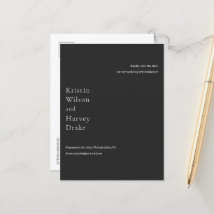 Kristin Charcoal Moderne Hochzeit retten das Datum Ankündigungspostkarte