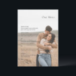 Kristin Foto Moderne Hochzeit Menükarte<br><div class="desc">Modernes Hochzeitsmenü mit einem schlichten und dennoch eleganten Design.</div>