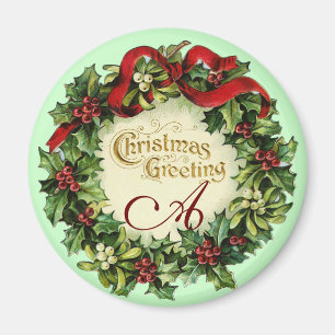 KRISTMAS MIT MISTLETOS UND HOLLY BERRIES MAGNET