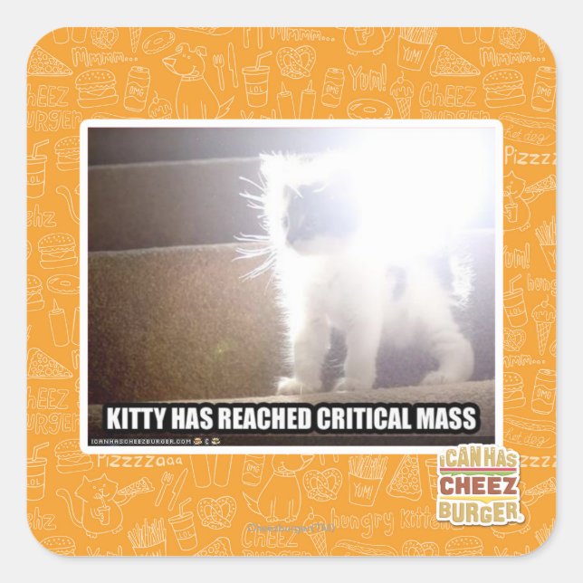 Kritische Masse Kitty Quadratischer Aufkleber (Vorderseite)