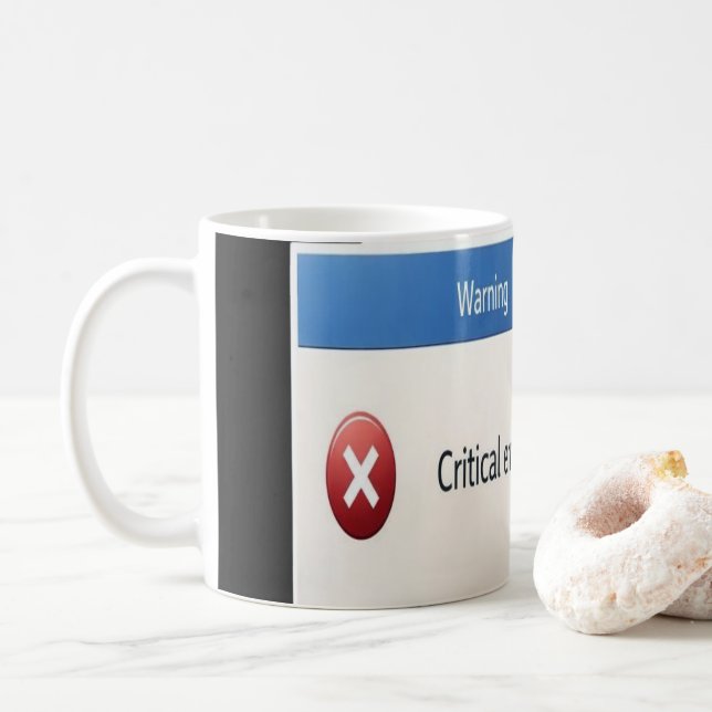 Kritischer Fehler — Retro-Windows-Warnfelder-Grafi Kaffeetasse (Mit Donut)