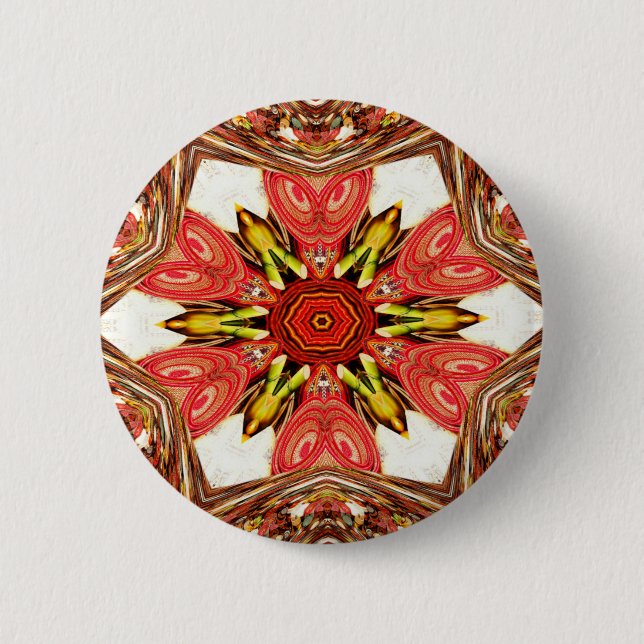 Kritzel-Blumen-Kunstposter Button (Vorderseite)