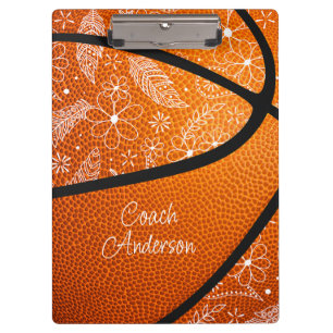 Kritzeleien Federn Paisleys Blumen Boho Basketball Klemmbrett