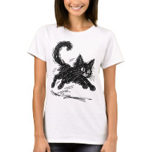 Kritzelkatze Abstrakte Schwarze Minimalistische Ti