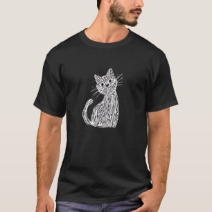 Kritzelkatze Abstrakte Skizze Minimalistische Katz T-Shirt
