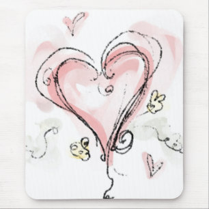 Kritzelndes rosa Herz Mousepad
