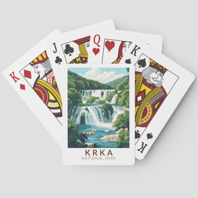 Krka Nationalpark Kroatien Illustration Reisen Kun Spielkarten (Rückseite)
