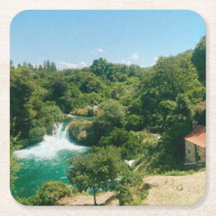 Krka Wasserfälle - Krka Nationalpark - Kroatien Rechteckiger Pappuntersetzer
