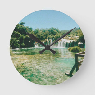 Krka Wasserfälle - Krka Nationalpark - Kroatien Runde Wanduhr
