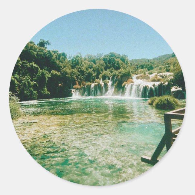 Krka Waterfalls -Krka National Park - Croatia Runder Aufkleber (Vorderseite)