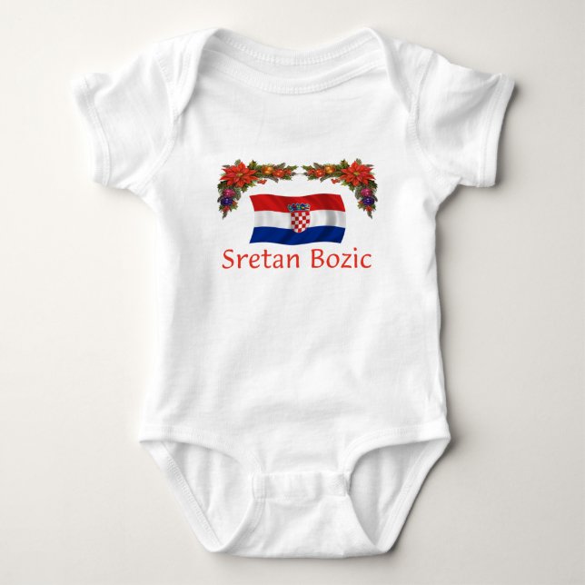Kroate Sretan Bozic (frohe Weihnachten) Baby Strampler (Vorderseite)