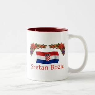 Kroate Sretan Bozic (frohe Weihnachten) Zweifarbige Tasse