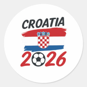 Kroatien 2026 Fußballfan-Design Flaggenfarben Runder Aufkleber