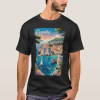 Kroatien Dubrovnik Illustration Reise Kunst Vintag