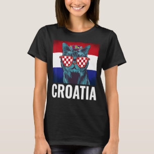 Kroatien Flagge Balkanhalbinsel Urlaub Katze Kroat T-Shirt
