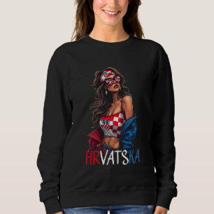 Kroatien-Flagge Frau Sonnenbrille Mädchen Hrvatska Sweatshirt