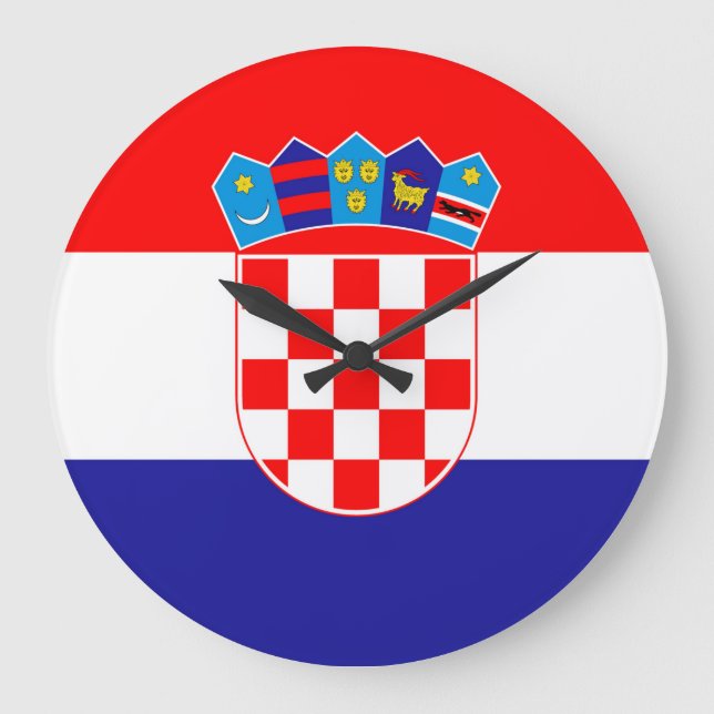 Kroatien-Flagge Große Wanduhr (Vorderseite)