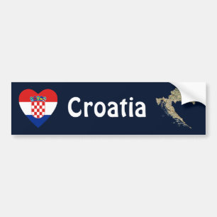 Kroatien-Flagge Herz + Karte Aufkleber Autoaufkleber