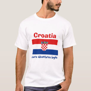 Kroatien-Flagge + Karte + Text-T-Shirt T-Shirt
