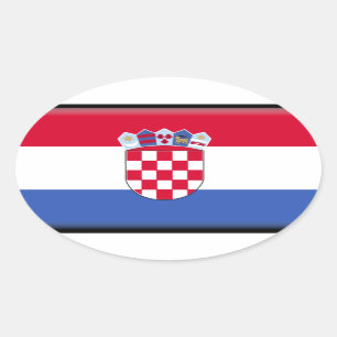 Kroatien-Flagge Ovaler Aufkleber