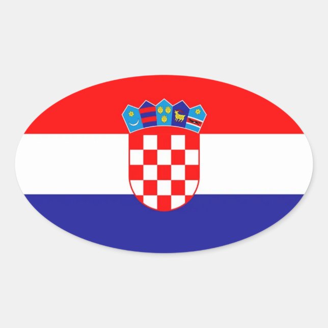 Kroatien-Flagge Ovaler Aufkleber (Vorderseite)
