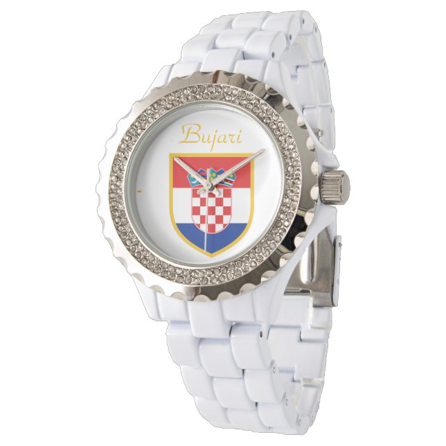 Kroatien-Flagge Personalisiert Armbanduhr (Schrägansicht)