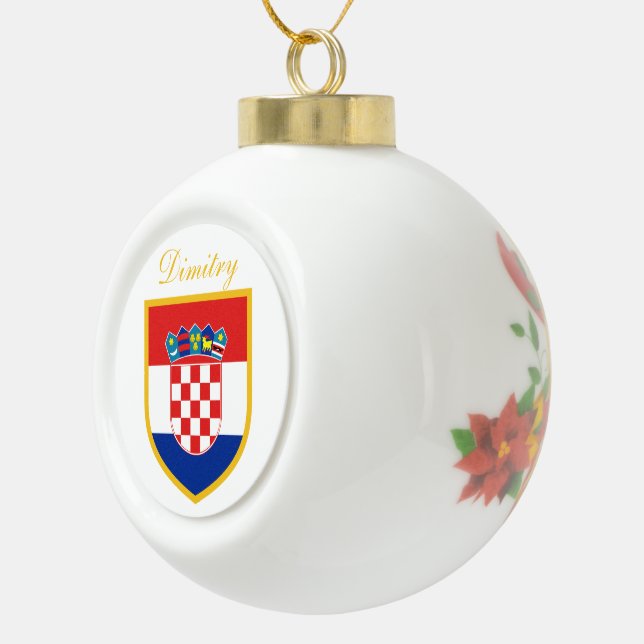 Kroatien-Flagge personalisiert Keramik Kugel-Ornament (Rechts)