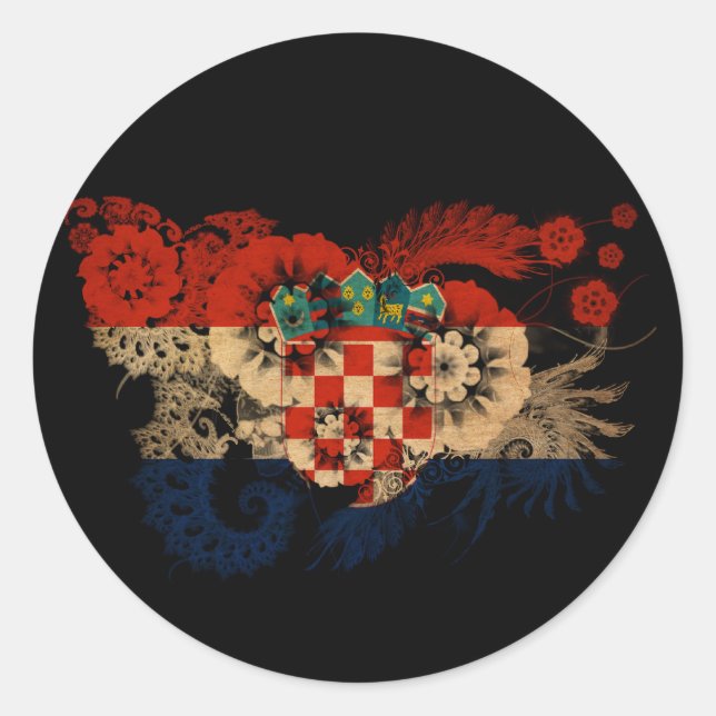 Kroatien-Flagge Runder Aufkleber (Vorderseite)