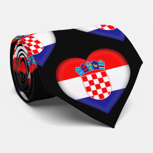 Kroatien Flaggen Farben Herzmuster Neck Tie Krawatte
