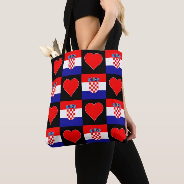 Kroatien Flaggen Herz Muster Patriotische Kroatisc Tasche (Von Nahem)