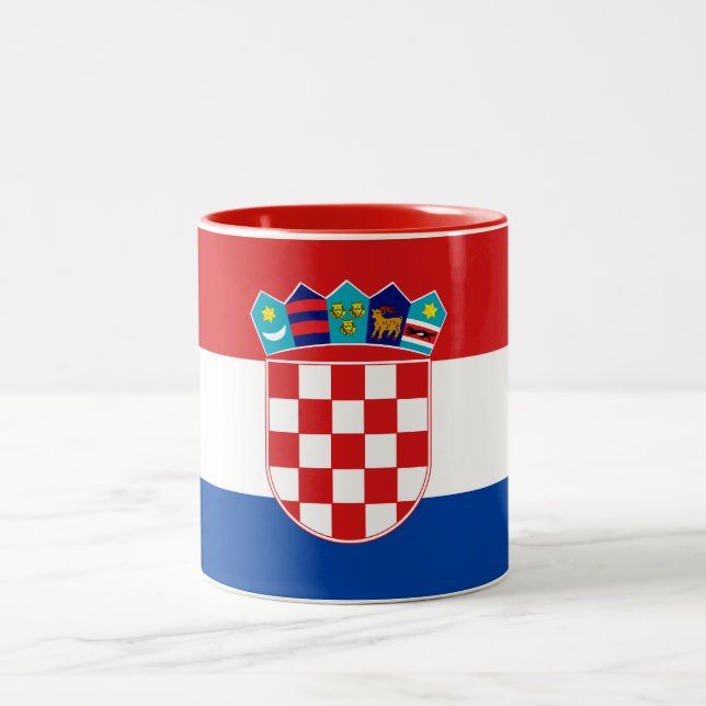 Kroatien-Flaggen-Tasse Zweifarbige Tasse (Mittel)