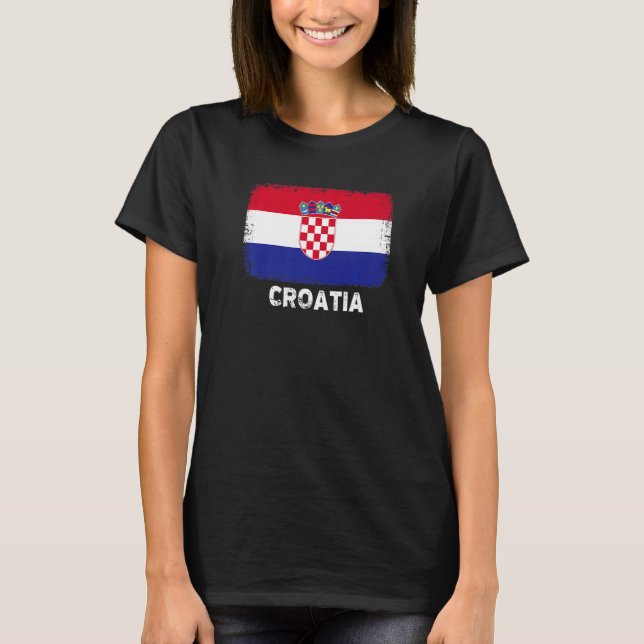 Kroatien Flaggen unterstützen kroatische Volksfrau T-Shirt (Vorderseite)
