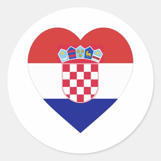 Kroatien Flaggenherz Runder Aufkleber (Vorderseite)