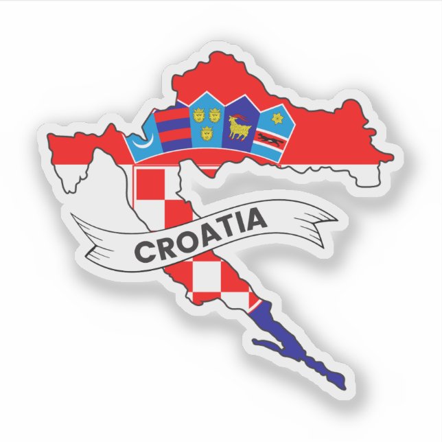 Kroatien Flaggenkarte Aufkleber (Vorderseite)
