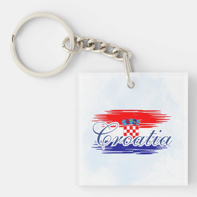 Kroatien-Flaggenkarte Schlüsselanhänger (Vorderseite)