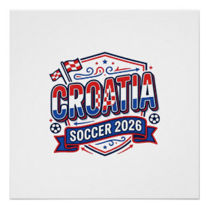 Kroatien Fußball 2026 Fußball Fett Land Typografie Poster