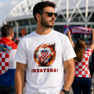 Kroatien Fußball Feuerball Fan Design T-Shirt